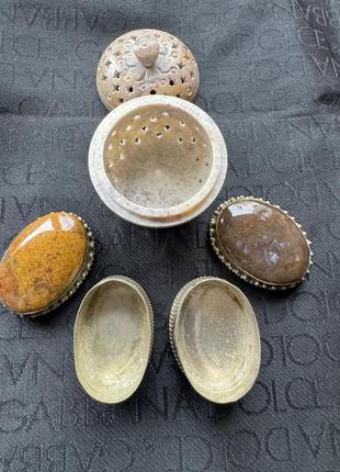 Мини сундук с натуральными камнями, шкатулка для украшений, украшенная камнями, винтаж6 фото