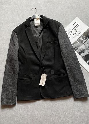 Шерстяной жакет куртка премиум класса anerkjendt, пиджак, черный с серым, кежуал,