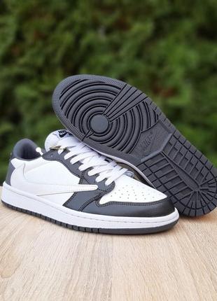 👟 кросівки air jordan 1 low fragment design cactus jack білі з чорним         / наложка bs👟4 фото