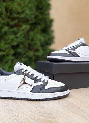 👟 кросівки air jordan 1 low fragment design cactus jack білі з чорним         / наложка bs👟7 фото