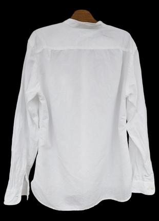 Хлопково-льняная рубашка с воротником-стойкой uniqlo3 фото