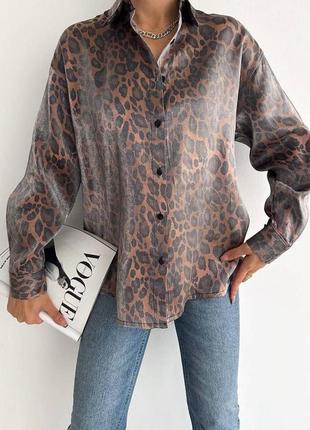 Женская шелковая леопардовая рубашка s-м, l-xl2 фото