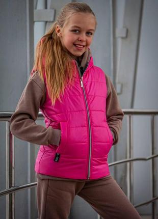 Детская демисезонная жилетка на девочку от 7 лет стильный спортивный жилет (безрукавка) для детей и подростков4 фото