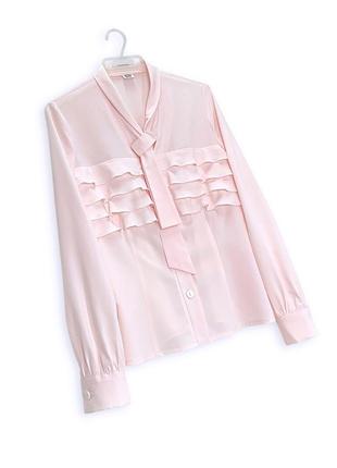 Пудрово – рожева нарядна романтична блуза з віскозою6 фото