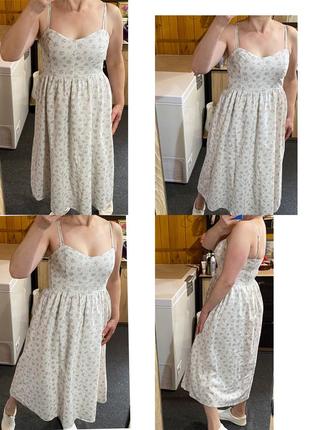 Шикарный длинный льняной сарафан в мелкий цветочный принт,h&m,p.m-l