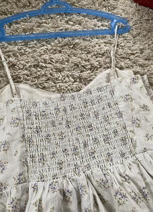 Шикарный длинный льняной сарафан в мелкий цветочный принт,h&m,p.m-l