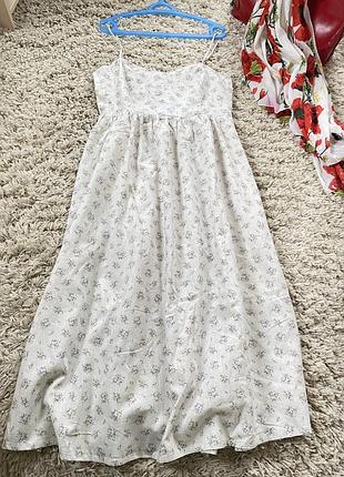 Шикарный длинный льняной сарафан в мелкий цветочный принт,h&m,p.m-l