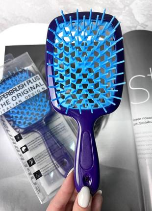 Гребінець для волосся "super brush" фіолетовий з блакитним в коробці