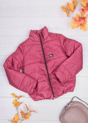 Стильна рожева осіння демі куртка синтепон1 фото