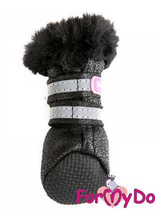 Зимняя обувь без швов, водоотталкивающая для собак fmd искусственная кожа черная с черным мехом2 фото