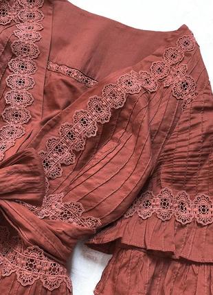 Брендовое люкс платье в стиле zimmermann макси длины цвета dusty rose со вставками прошвой9 фото