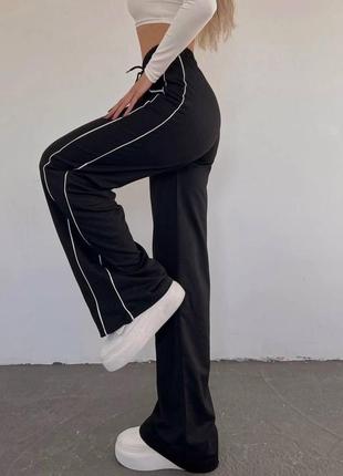 Женские стильные спортивные брюки с кантом из двухнитки люкс, спортивные женские брюки с высокой посадкой3 фото