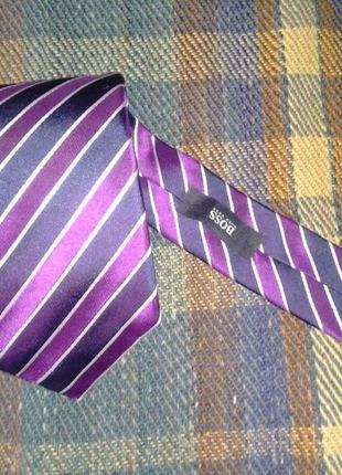 Шелковый галстук hugo boss, италия, классическая полоска диагональ