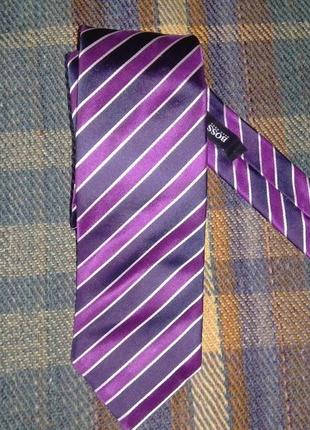 Шелковый галстук hugo boss, италия, классическая полоска диагональ2 фото