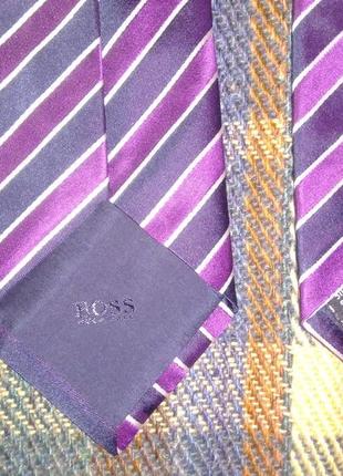 Шелковый галстук hugo boss, италия, классическая полоска диагональ4 фото