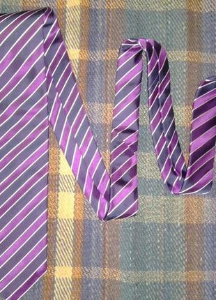 Шелковый галстук hugo boss, италия, классическая полоска диагональ6 фото