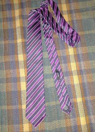 Шелковый галстук hugo boss, италия, классическая полоска диагональ7 фото