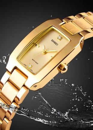 Жіночий класичний наручний годинник skmei 1400 gd колір золото4 фото