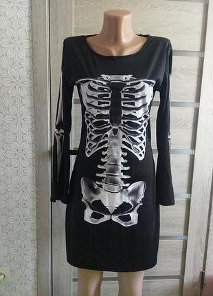Карнавальное платье скелет размер взрослый 8-10 хэллоуин