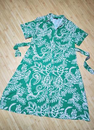 Dunnes ❤️чудове соковито-зелене плаття з  орнаментом льон віскоза8 фото