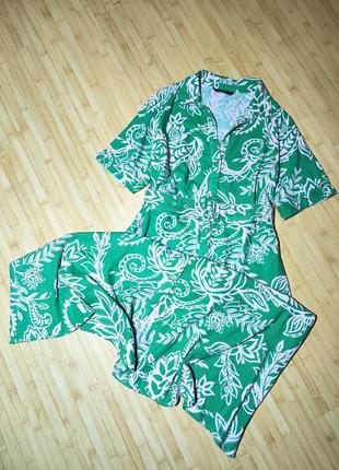 Dunnes ❤️чудове соковито-зелене плаття з  орнаментом льон віскоза5 фото