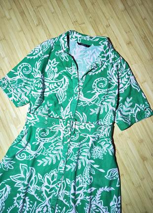 Dunnes ❤️чудове соковито-зелене плаття з  орнаментом льон віскоза4 фото
