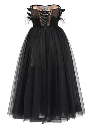 Сукня на випускний, випускна чорна вечірнія сукня міді olya mak дизайнерська