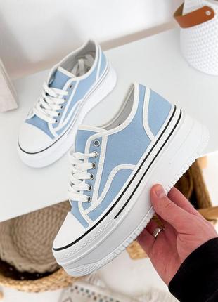 Жіночі блакитні кеди на високій підошві