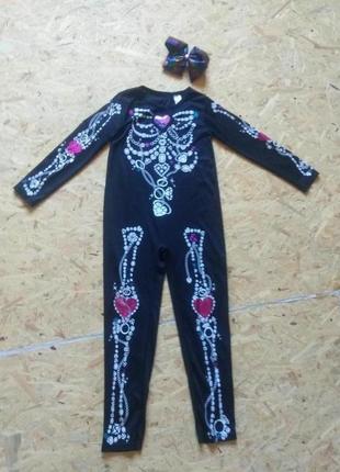 Карнавальный костюм гламурный скелет 9-10 лет на девочку на хэллоуин2 фото