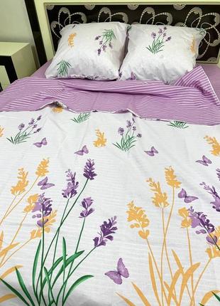Комплект постельного белья "лаванда", фиолетовый, набор комбинированный, 100% хлопок