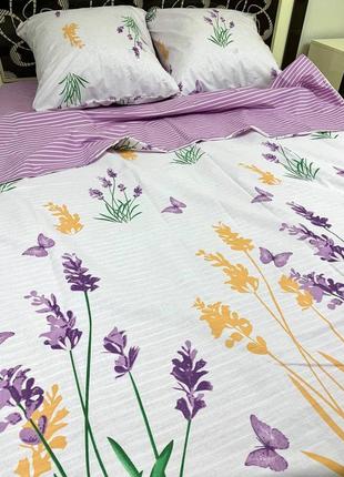 Комплект постельного белья "лаванда", фиолетовый, набор комбинированный, 100% хлопок