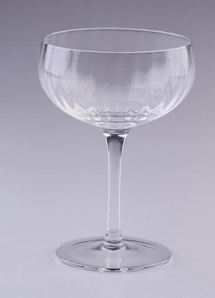Келих для коктейлів фігурний скляний ребристий набір 6 шт4 фото