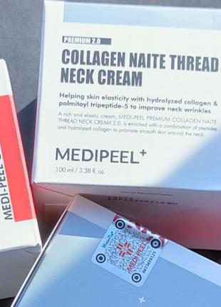 Крем для шеи с комплексом пептидов medi-peel premium 2.0 collagen nаite thread neck cream (100ml)