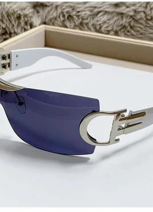 Спортивные очки цвет синие трендовые женские мужские солнцезащитные стильные  y2k prada versace yvl2 фото