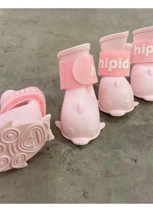 Резиновые сапоги для собак дельфинчики, розовые2 фото