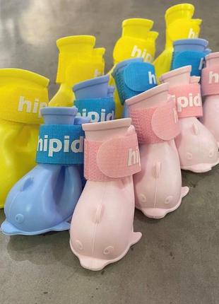 Резиновые сапоги для собак дельфинчики, розовые3 фото