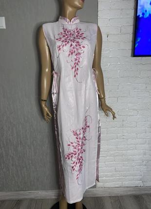 Шовкова туніка в японському стилі сукня з розрізами по боках від пояса