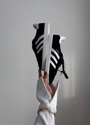 Кеди adidas gazelle  black white8 фото