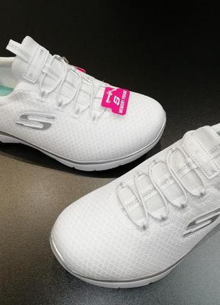 Потрясающие текстильные кроссовки американского бренда skechers summits white/silver3 фото