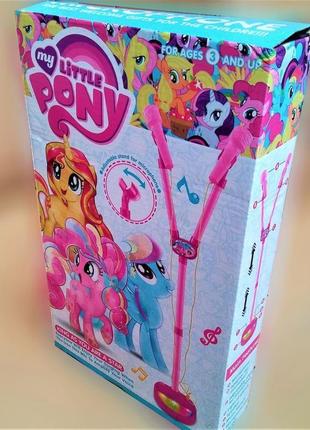 Детский микрофон на подставке двойной my little pony