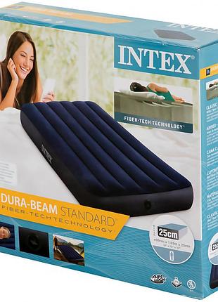 Надувной матрас intex одноместный велюровый
