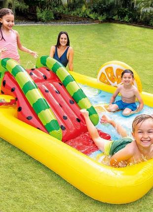 Надувной игровой центр с горкой фрукты
