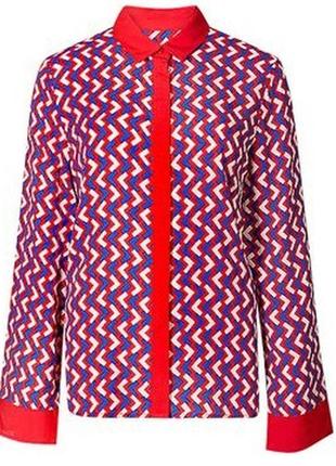 Яркая вискозная блузка "marks & spencer" с геометрическим принтом, uk 14/eur 42.6 фото
