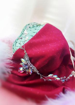 Эльфийская ветвь радужная налобное украшение веночек ободок диадема сверкающий эльф косплей1 фото