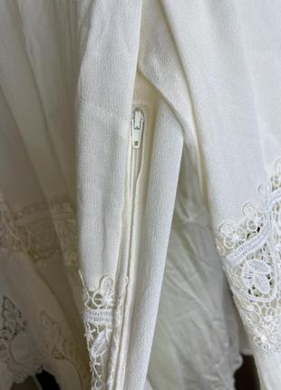 Ніжна біла сукня з мереживом та довгим рукавом розмір s-m8 фото