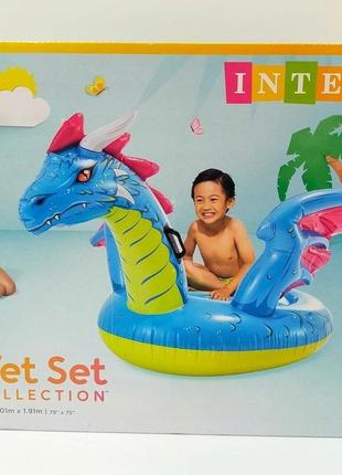 Детский пляжный надувной плотик дракон intex5 фото
