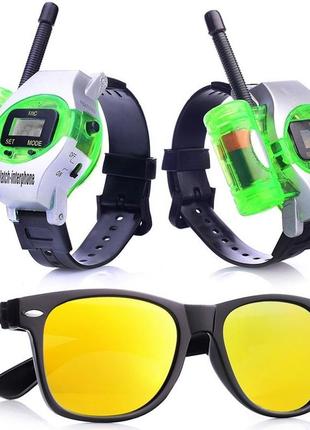 Детский шпионский набор наручные часы рации с очками3 фото