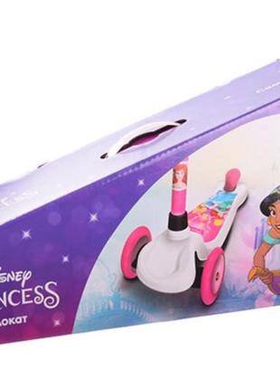 Трехколесный самокат для девочек со светящимися колесами с рисунком принцессы5 фото