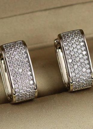 Серьги xuping jewelry квадратные колечки 1.8 см серебристые