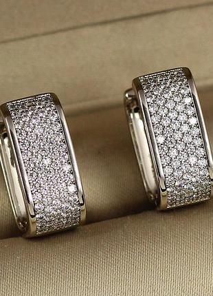 Серьги xuping jewelry квадратные колечки 1.8 см серебристые